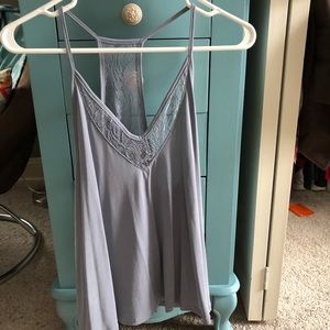 Soft lacey light gray razor blank top